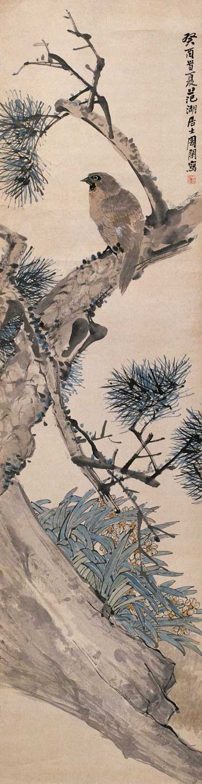周闲 癸酉（1873年）作 花鸟 屏轴